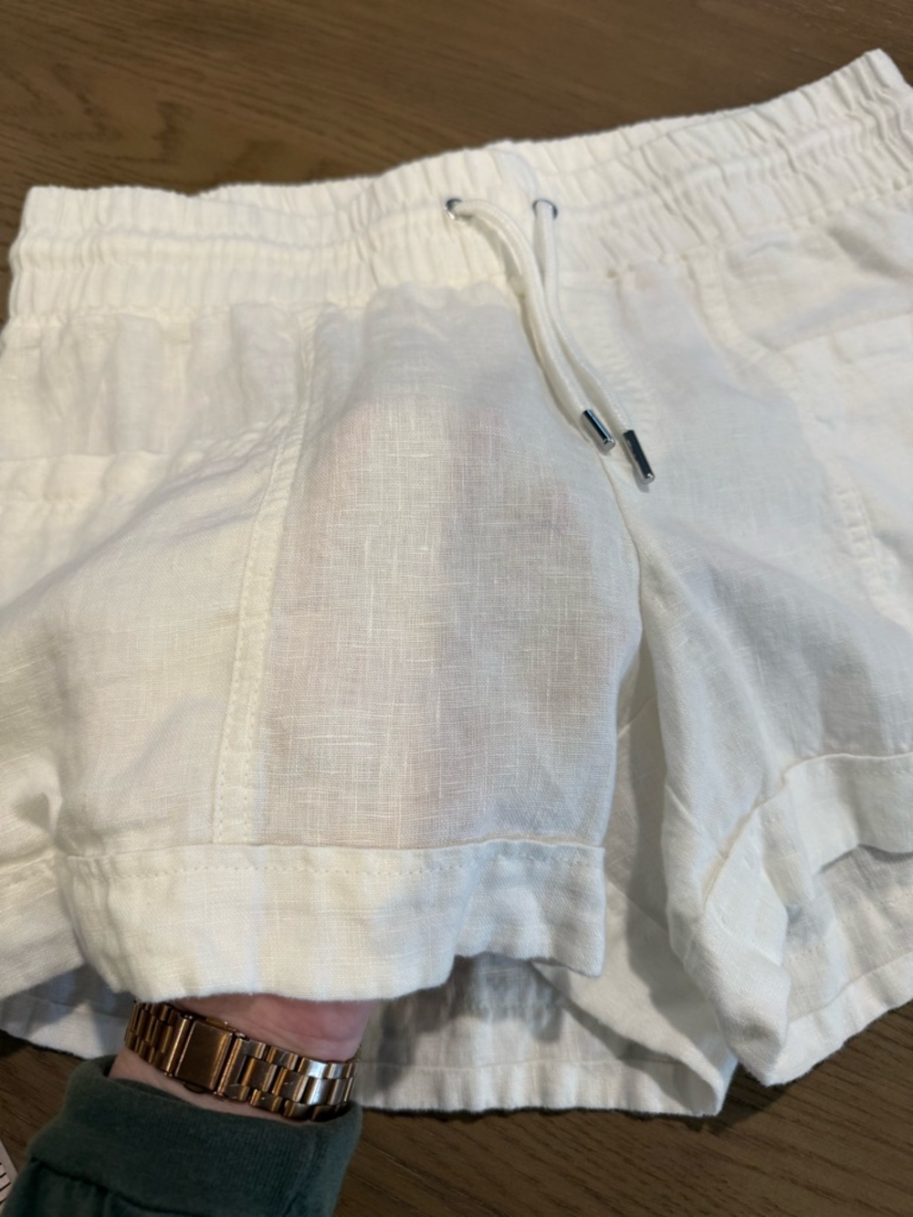 Athleta Cabo Linen 4” Shorts 10 Pull On Drawstring Summer Beach Resort Shorts‎ - Picture 13 of 14